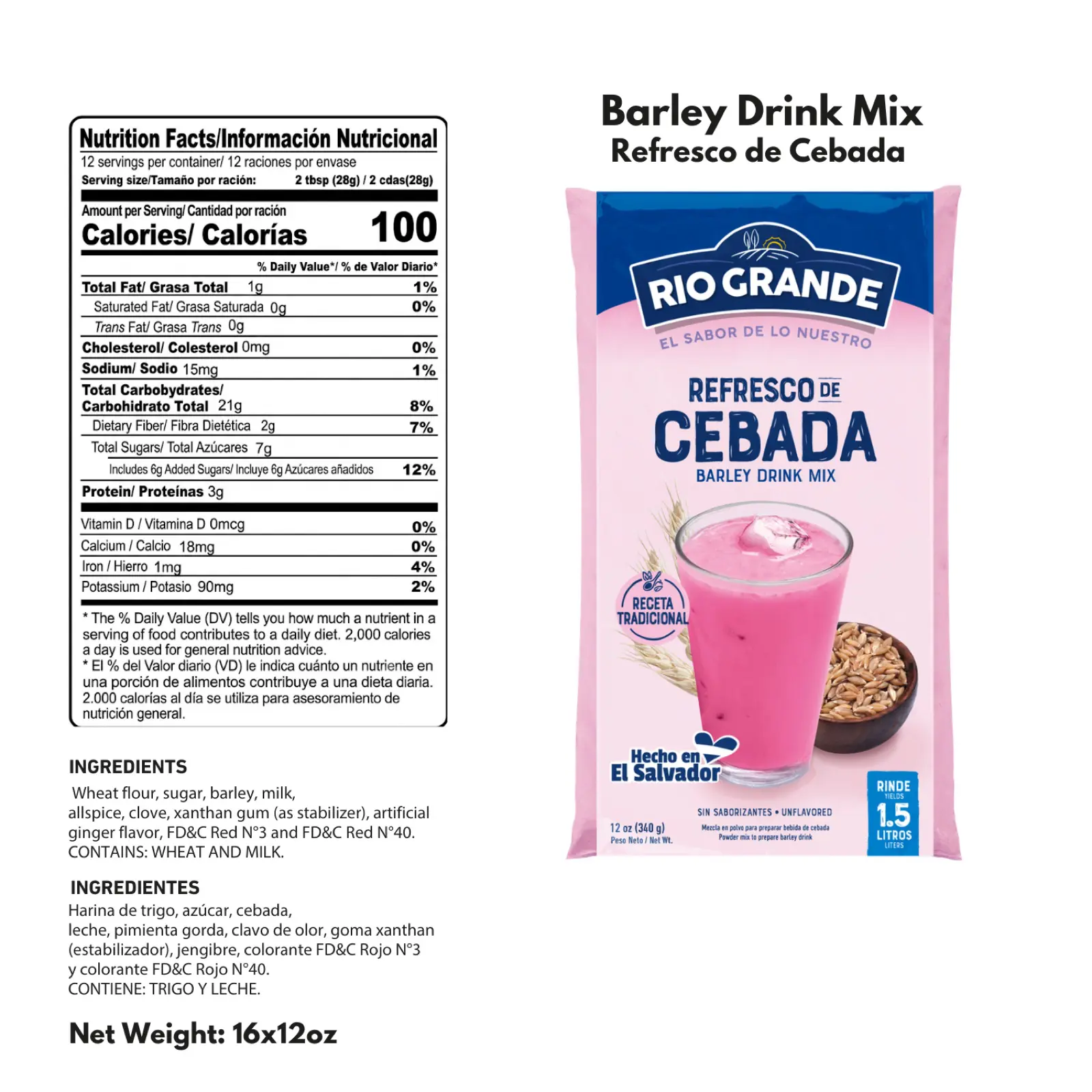 Barley Beverage Rio Grande Foods product information