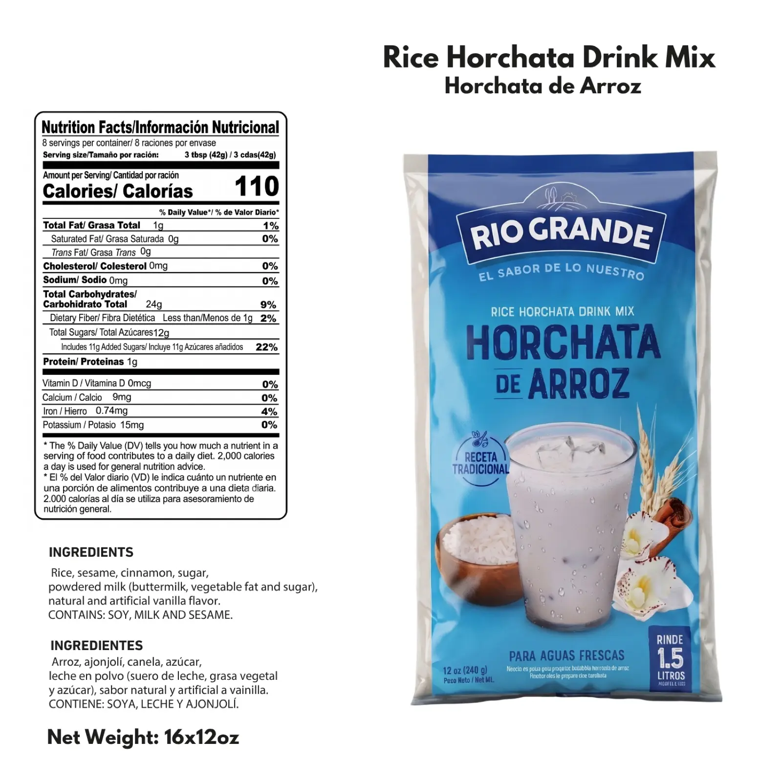 Rice Horchata Rio Grande Foods product information