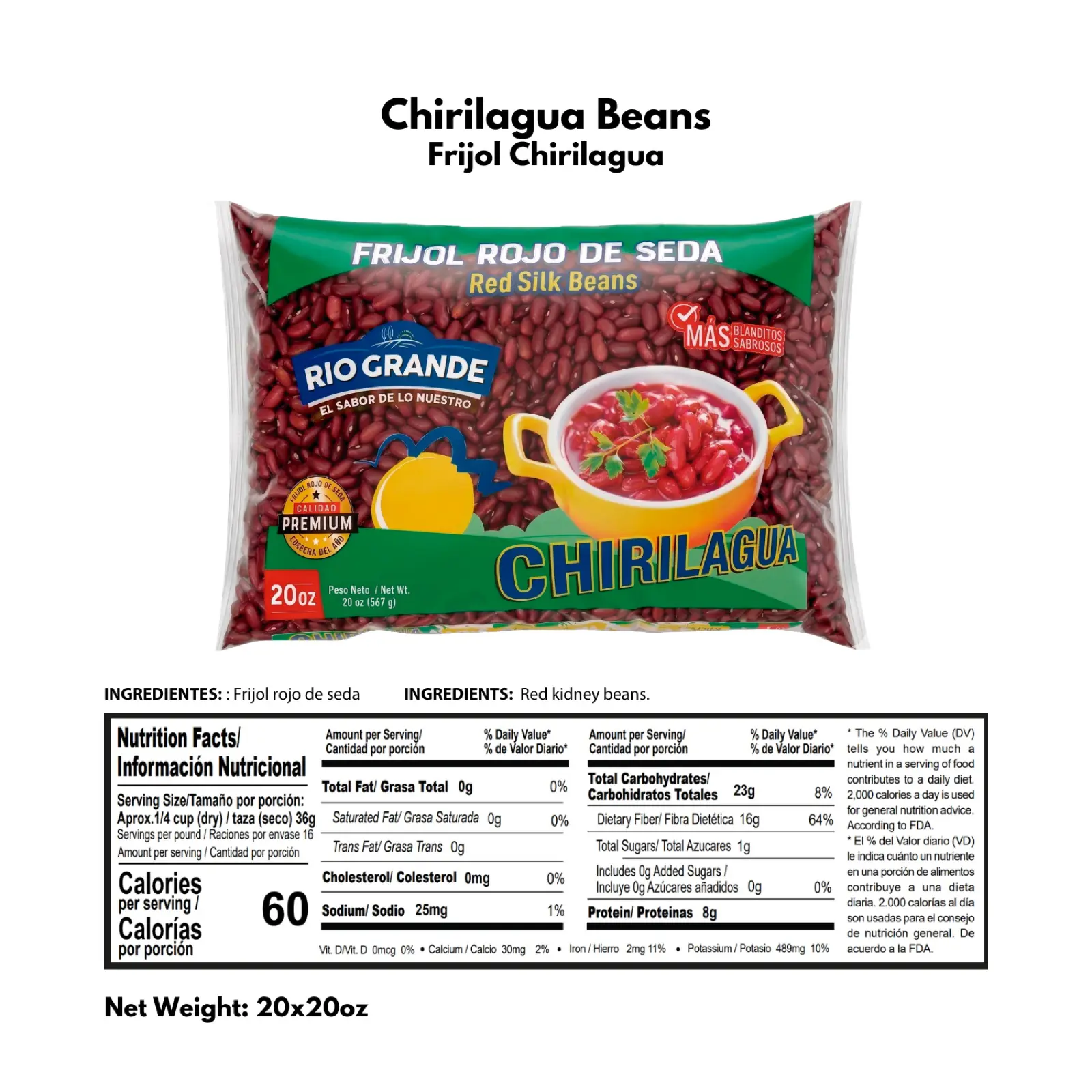 Chirilagua Beans Rio Grande Foods product information