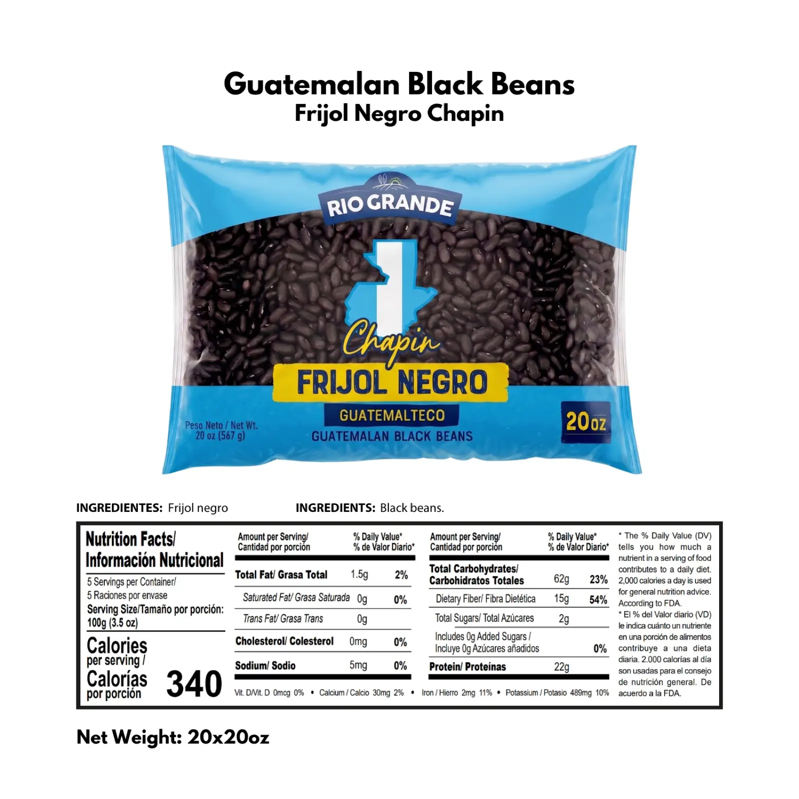 Black Chapin Beans Rio Grande Foods product information