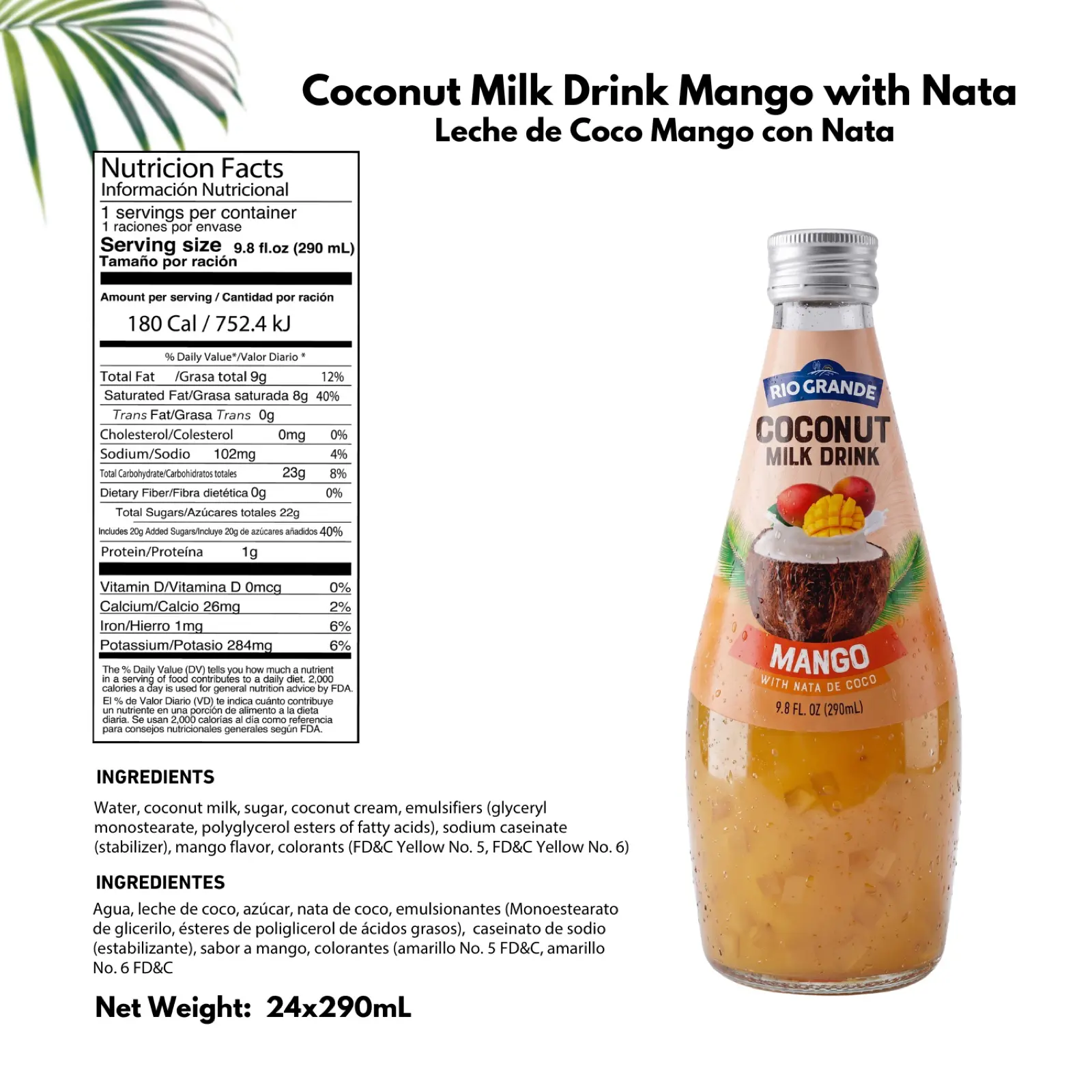 Coconut Milk Drink Mango 290 ml Rio Grande Foods product information