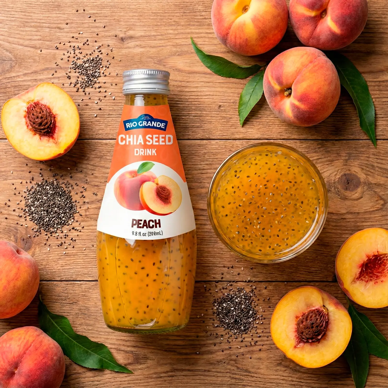 Chia Seed Drink Peach Rio Grande Foods prepared