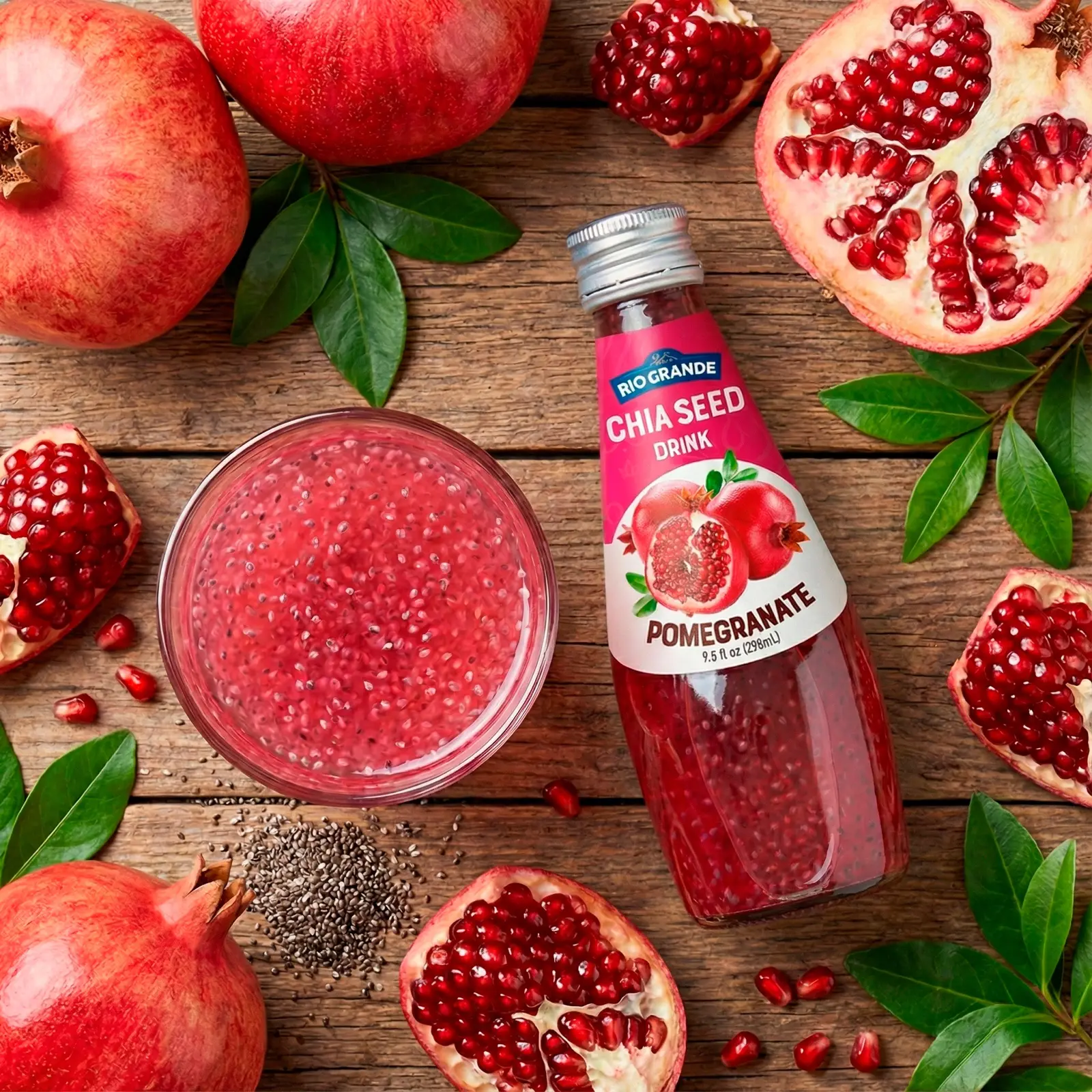 Chia Seed Drink Pomegranate Rio Grande Foods prepared
