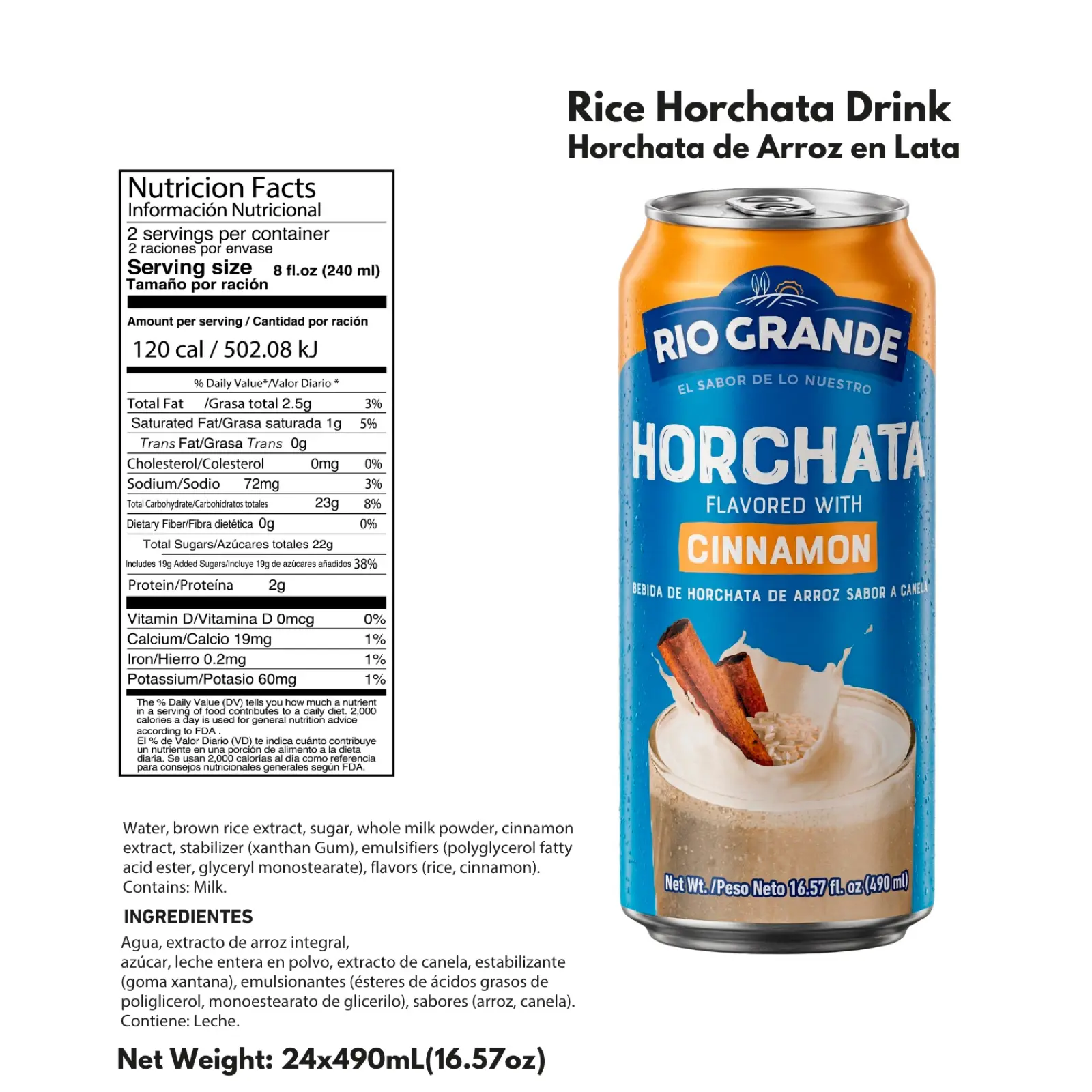 Rice Horchata Drink 16.57 oz Rio Grande Foods product information