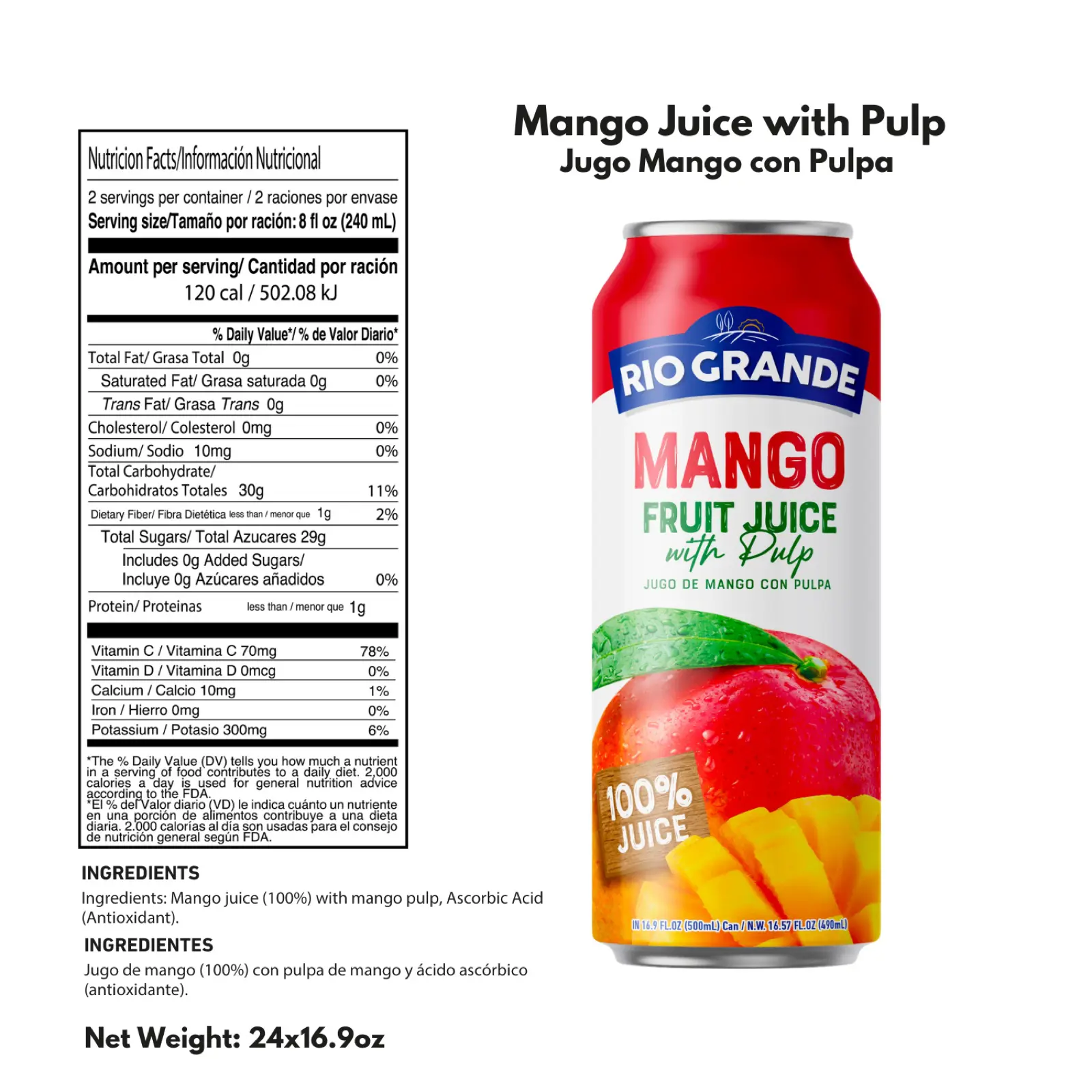 Mango Juice with Pulp (100% Fruit Juice) Rio Grande Foods
