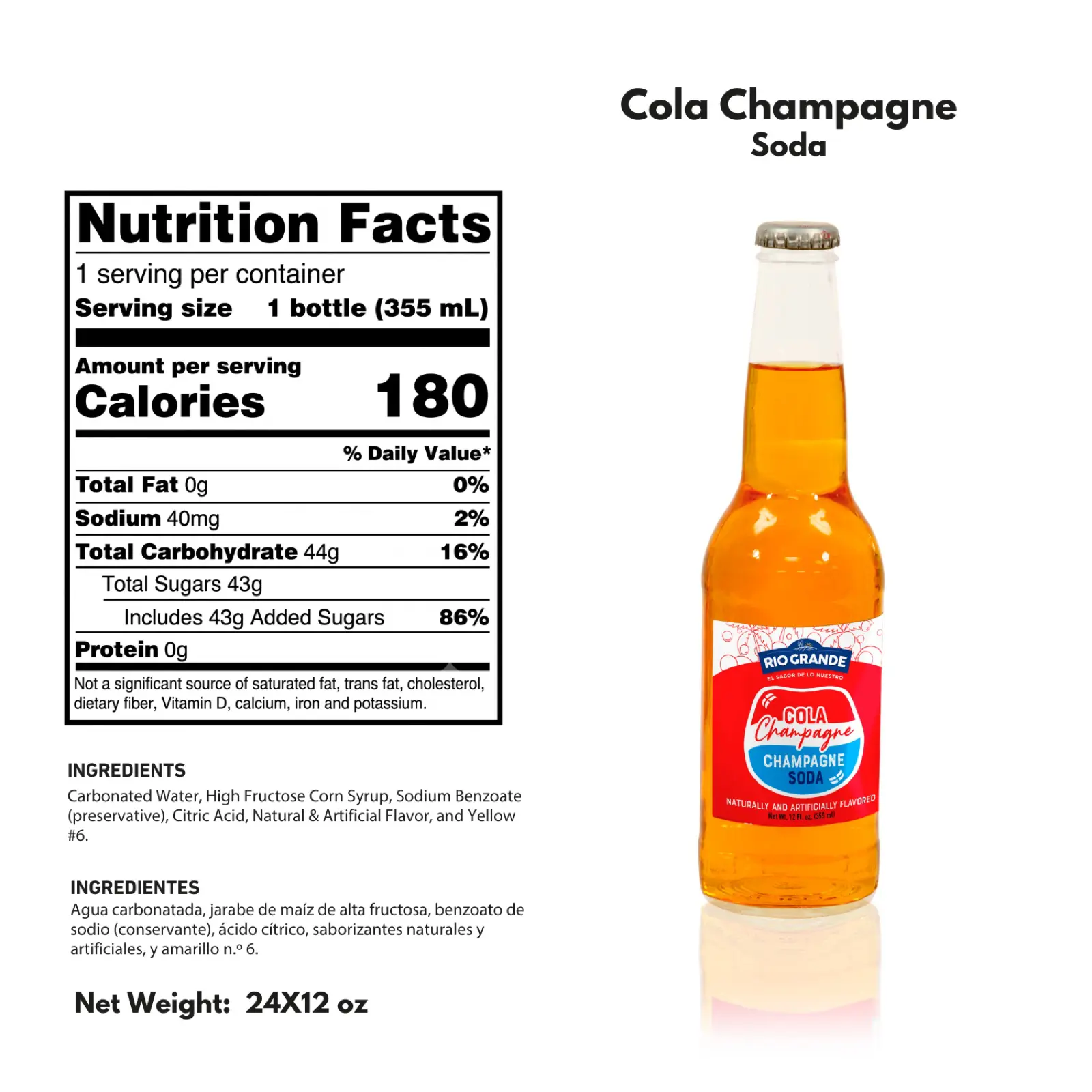 Champagne Cola Rio Grande Foods product information