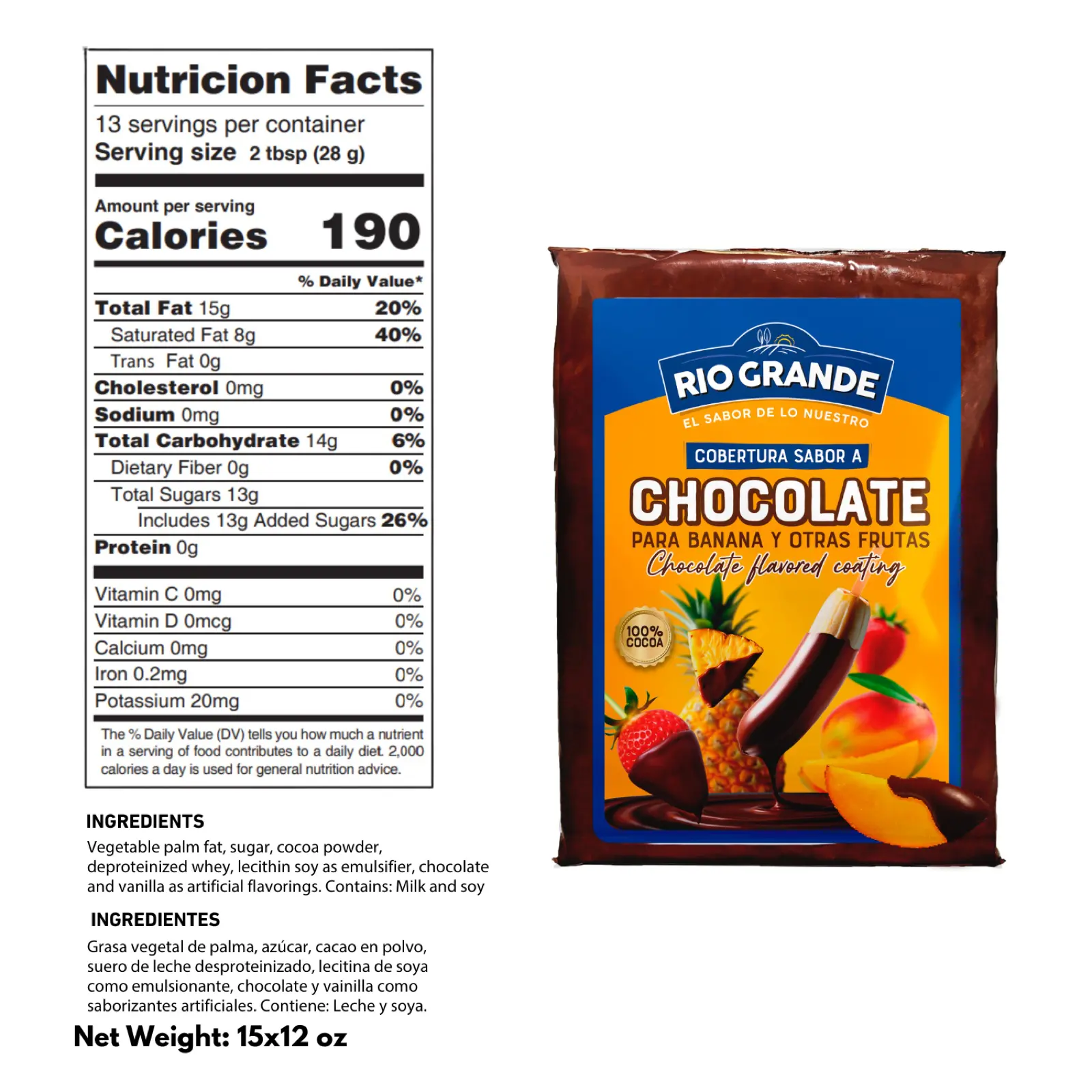 Chocolate Flavored Coating – Rio Grande Foods – tabla nutricional DLC062