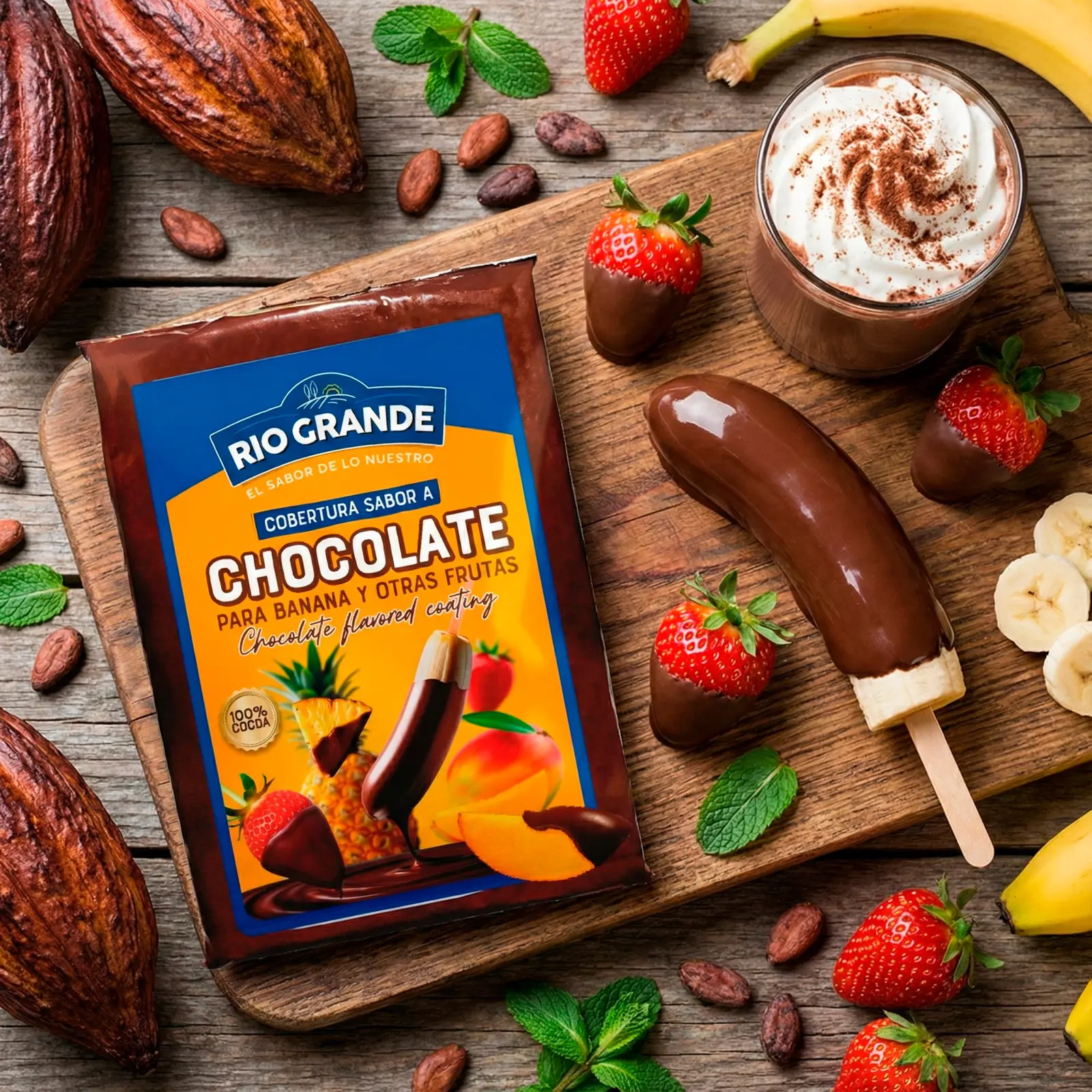 Chocolate Flavored Coating – Rio Grande Foods – plato servido DLC062