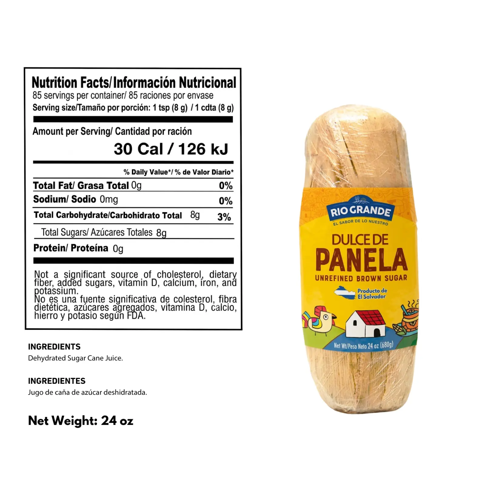 Dulce de Panela Salvadoreño – Rio Grande Foods – tabla nutricional DLC064