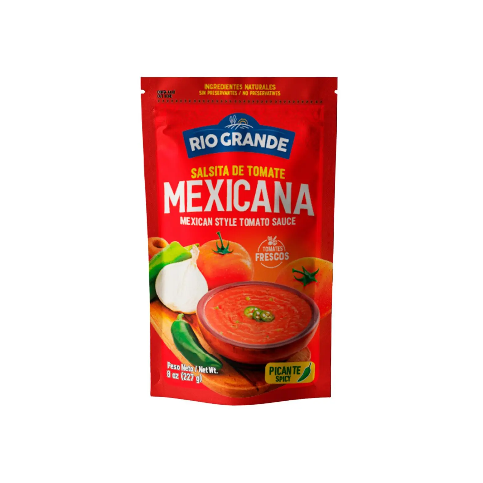 Salsita de Tomate Mexicana Picante / Mexican Style Tomato Sauce 8 oz – Rio Grande Foods – empaque SAS019